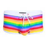 Rainbow Stripe Swim Trunk // Rainbow Stripe (S)