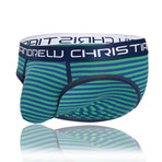 Academy Stripe Brief // Almost Naked // Green + Royal Stripe (S)