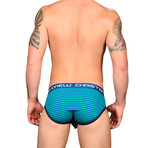 Academy Stripe Brief // Almost Naked // Green + Royal Stripe (L)