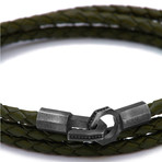 Hook Triple Leather Bracelet (Black)