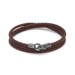 Hook Triple Leather Bracelet (Black)