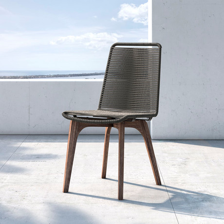 Laced Dining Chair // Dark Gray Cord + Weathered Eucalyptus (Set of 2)