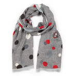 Olive + Dotted Printed Scarf // Gray + Multicolor