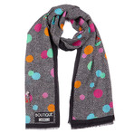 Olive + Dotted Printed Scarf // Black + Multicolor