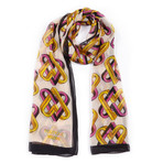 Abstract Hearts Print Scarf // Pink + Yellow