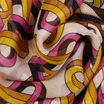 Abstract Hearts Print Scarf // Pink + Yellow