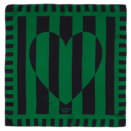 Striped Heart Scarf // Green