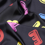 Boutique Bubble Letter Scarf // Black + Multicolor