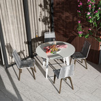 Amsterdam Outdoor Round Dining Table // 47" (White Sand Concrete)