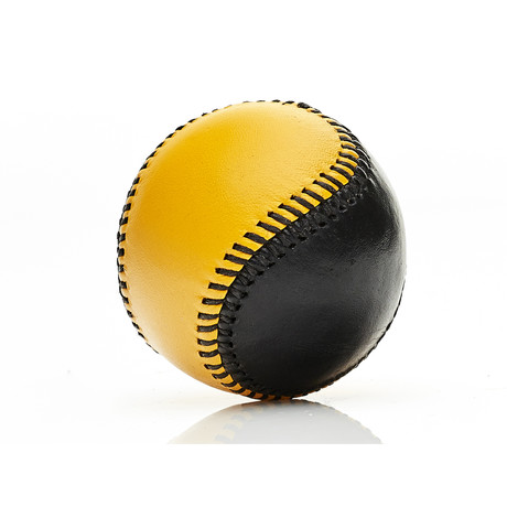 Black + Yellow Leather Baseball