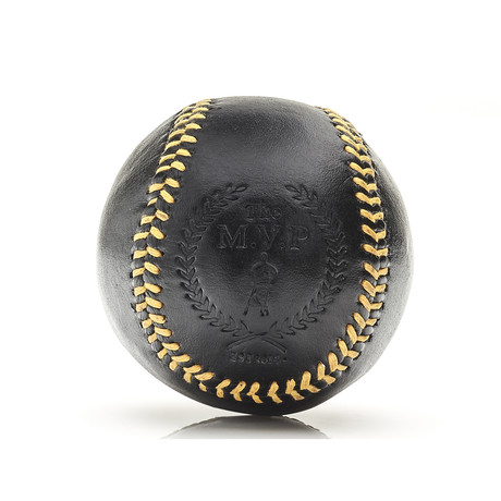 Executive Black Leather Baseball // Yellow  Stitch
