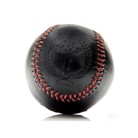 Executive Black Leather Baseball // Red Stitch