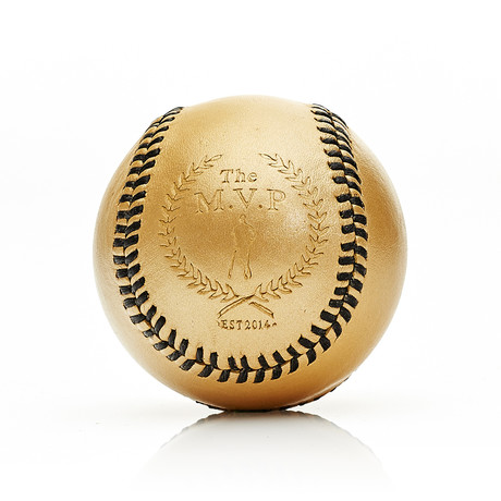 Gold Leather Baseball // Black Stitch