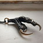 Black Crow Claw Necklace (Bronze // 20" Gunmetal Chain)