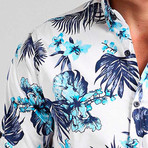 Barbados Button Down Shirt // White + Blue (L)