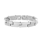 Stainless Steel Block Link Bracelet // Silver