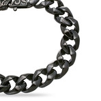 Black IP Plated Stainless Steel Curb Chain Bracelet + Lobster Lock
