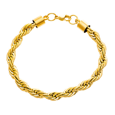 Gold IP Plated Stainless Steel Rope Chain Bracelet