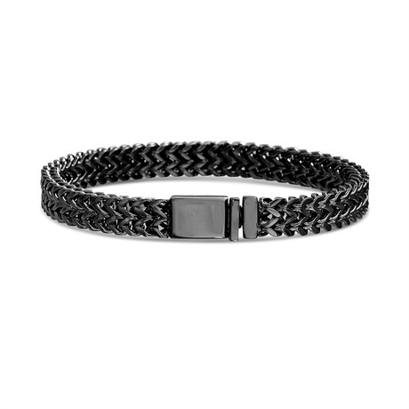 Black IP Plated Stainless Steel Foxtail Double Chain Bracelet