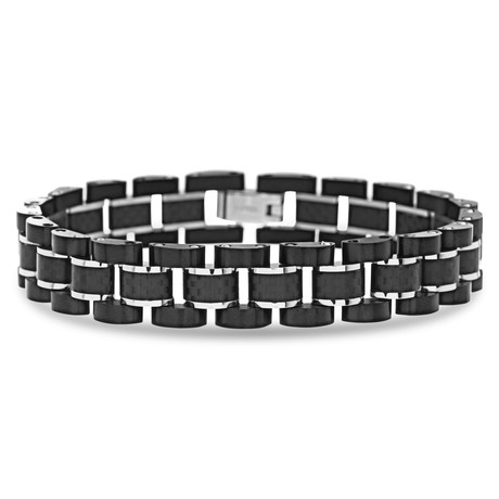 Steel Evolution // Two-Tone Carbon Fiber Chain Link Bracelet // Black