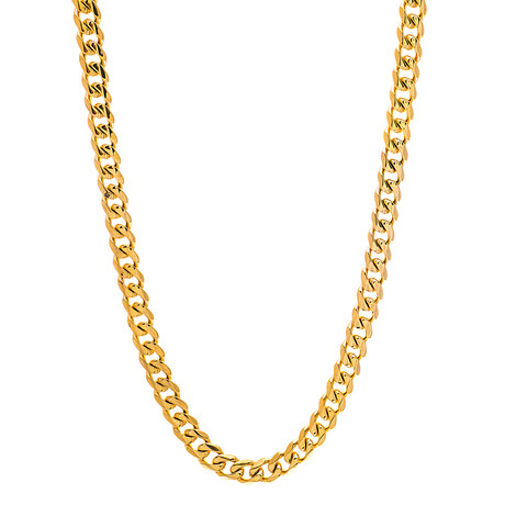 Gold IP Plated Stainless Steel Curb Chain Necklace