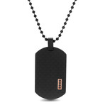 Black IP Plated Stainless Steel CZ Stone Accented Pendant Necklace