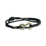 Rum Runner Cord Wrap Bracelet // Black + Brass Colored Hardware