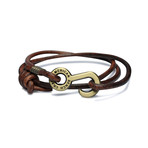 Rum Runner Cord Wrap Bracelet // Brown + Brass Colored Hardware