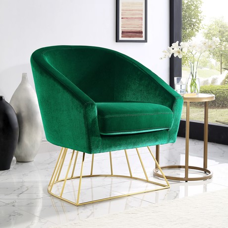 Beatriz Velvet Accent Chair (Green/Gold)