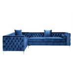 Giovanni Velvet Sectional Sofa // Left Facing // Navy