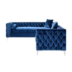 Giovanni Velvet Sectional Sofa // Left Facing // Navy