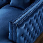 Giovanni Velvet Sectional Sofa // Left Facing // Navy