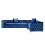 Giovanni Velvet Sectional Sofa // Right Facing (Navy)