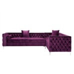 Giovanni Velvet Sectional Sofa // Right Facing (Navy)