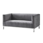 Daniel Velvet Loveseat (Gray/Chrome)