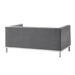 Daniel Velvet Loveseat (Gray/Chrome)