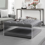 Audrey Linen Ottoman // Light Gray