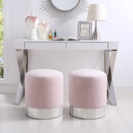 Elsa Velvet Ottoman (Blush + Chrome)