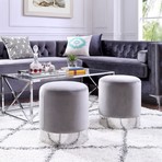 Elsa Velvet Ottoman (Blush + Chrome)