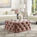 Madeline Velvet Cocktail Ottoman (Grey)