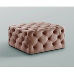 Madeline Velvet Cocktail Ottoman (Grey)