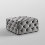 Madeline Velvet Cocktail Ottoman (Grey)