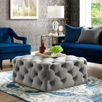 Madeline Velvet Cocktail Ottoman (Grey)