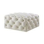 Madeline Linen Cocktail Ottoman (Cream White)