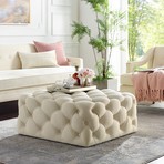 Madeline Linen Cocktail Ottoman (Cream White)