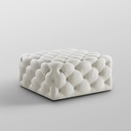 Madeline Linen Cocktail Ottoman (Cream White)