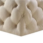 Madeline Linen Cocktail Ottoman (Cream White)