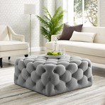 Madeline Linen Cocktail Ottoman (Cream White)