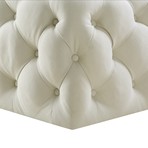 Madeline Linen Cocktail Ottoman (Cream White)