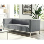 Daniel Velvet Sofa (Gray/Chrome)